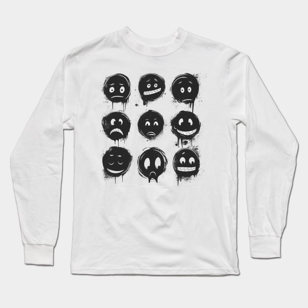 gloomy emoticons Long Sleeve T-Shirt by FrogandFog